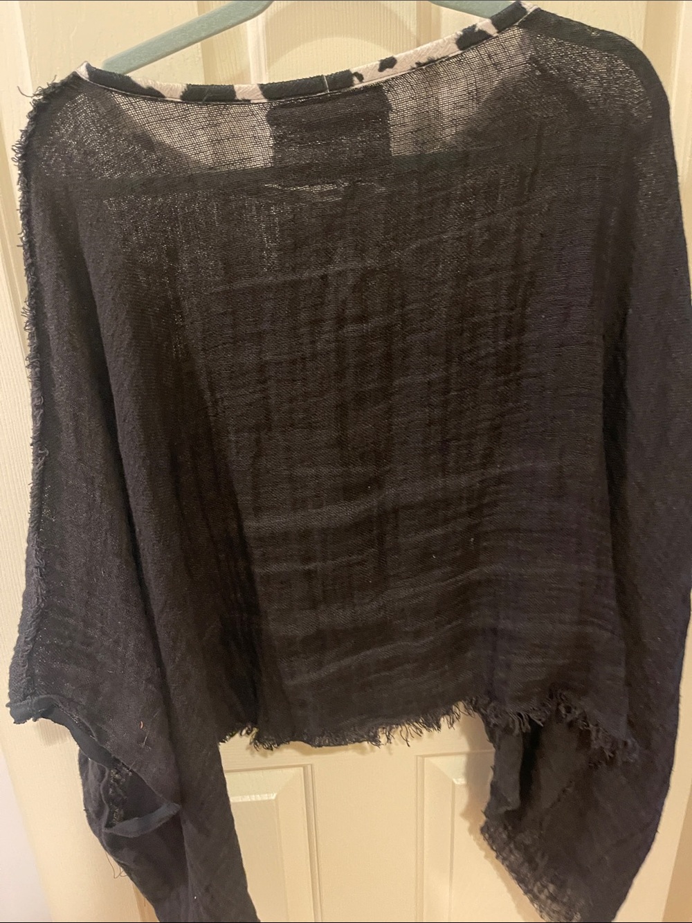 Lightweight Black Gauze Tunic with Contrast Neck Trim - Picture 3 of 3